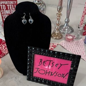 Betsey Johnson Blue and Silver Heart Earrings